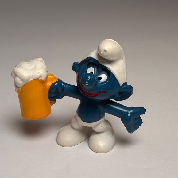 Vintage Party Smurf Be*r Mug Bully Hong Kong 1980s PVC Figure - Picture 6 of 8